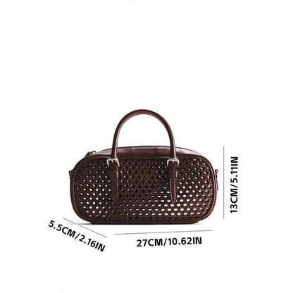 Woven Hollow Boston Bag – Vintage Luxury Women's Bowling Handbag