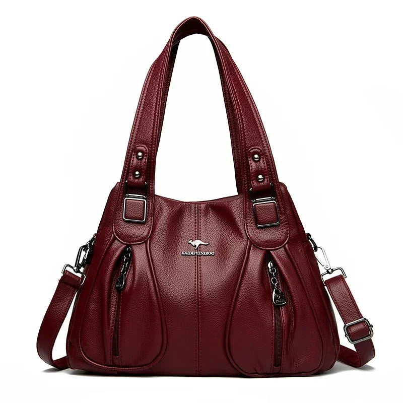 Leather Tote Shoulder Bag for Women – Large Crossbody Handbag