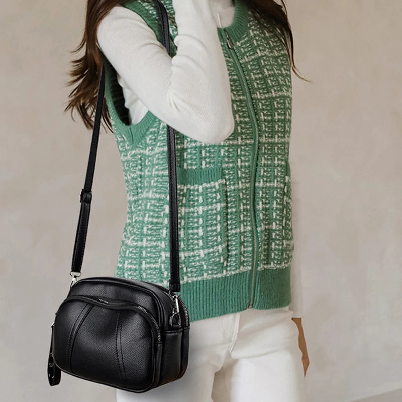 Crossbody Bag for Women – Soft Faux Leather Rivet Zipper Purse