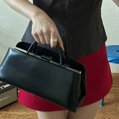 Luxury Long Clutch Handbag – Gold Clip Top Handle Purse