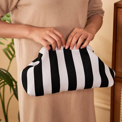 Crochet Knit Clutch Bag Women's Ruched Cloud Dumpling Purse