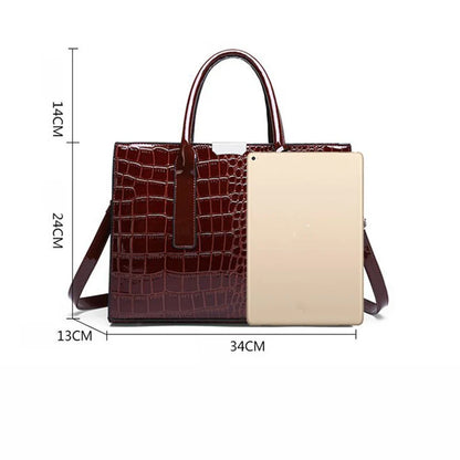 Crocodile Pattern Handbag for Women – Large Capacity PU Leather Top Handle Bag