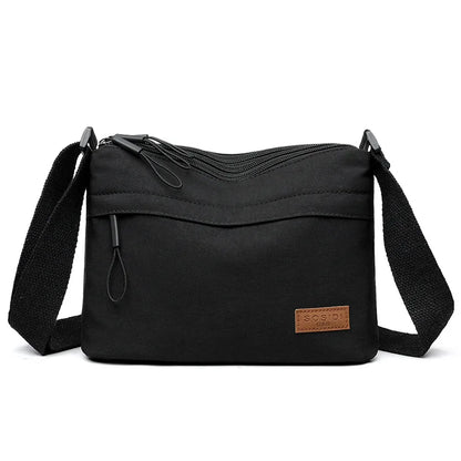 Multi-Pocket Crossbody Bag for Women – Canvas Shoulder Purse