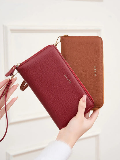 Large Capacity Women's Wallet – PU Leather Zipper Clutch