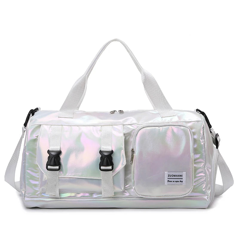 Holographic Duffel Bag – Weekend Travel Bag with Shoe Compartment