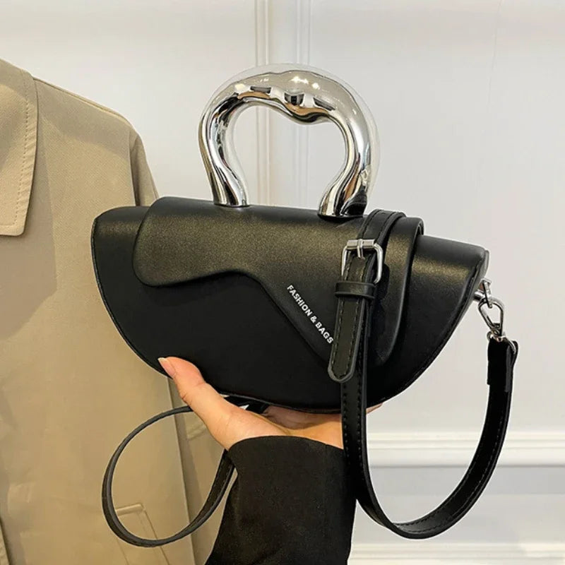Sculptural Handle Shoulder Bag – Women's PU Leather Crossbody