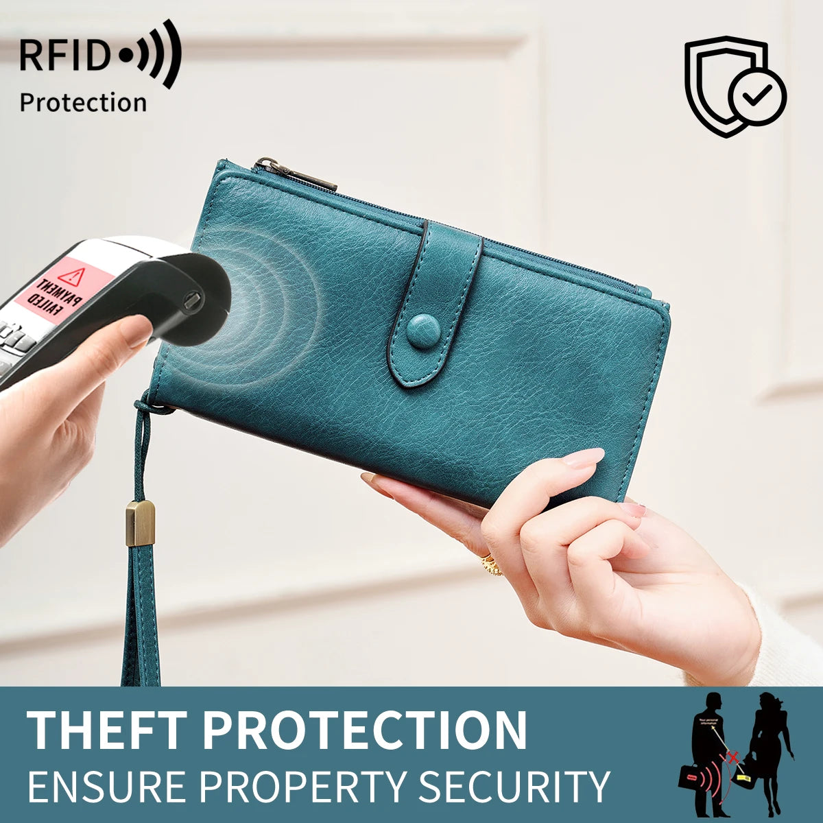 RFID Women's Long Wallet – Large Capacity PU Leather Organizer