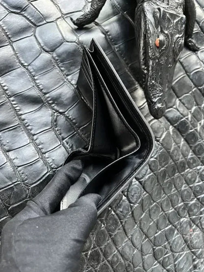 Men's Genuine Crocodile Leather Bifold Wallet