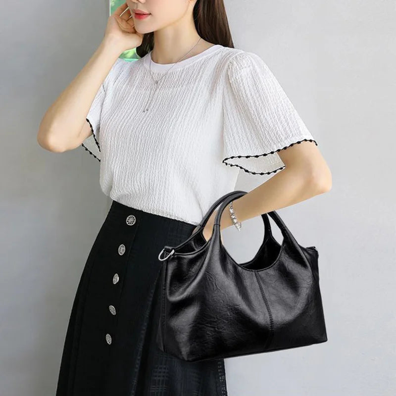 PU Leather Tote Bag for Women – Large Capacity Shoulder & Crossbody Handbag