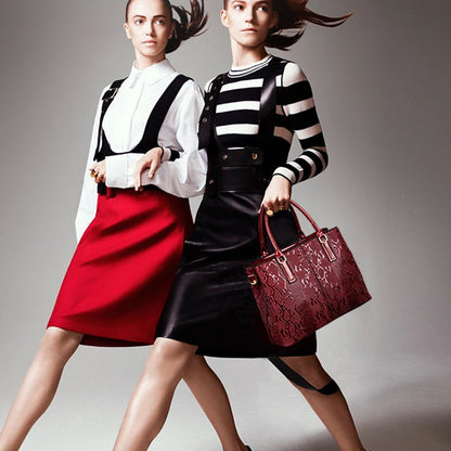 Snake Embossed Patent Leather Women's Tote Bag