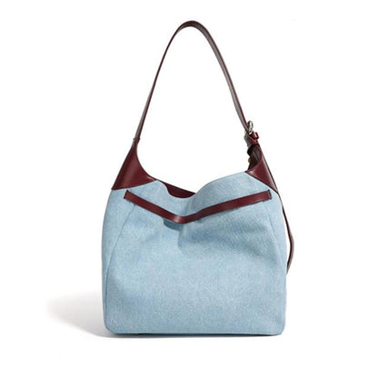 Foxer Women Denim Shoulder Bag Large Capacity Handbag Tote Hobo Lady