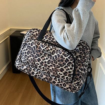 Leopard Print Large Capacity Women's Travel Gym Tote Bag