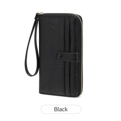 Women's Retro Long Wallet Large Capacity Multi-Card Slot Wristlet Clutch
