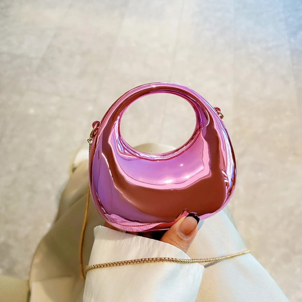 Metallic Half Moon Clutch Bag – Luxury Evening Crossbody
