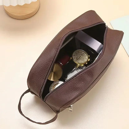 Men's Waterproof Travel Toiletry Bag – PVC Lychee Pattern Dopp Kit