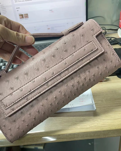 Ostrich Pattern Clutch Bag – Women's PU Leather Party Purse