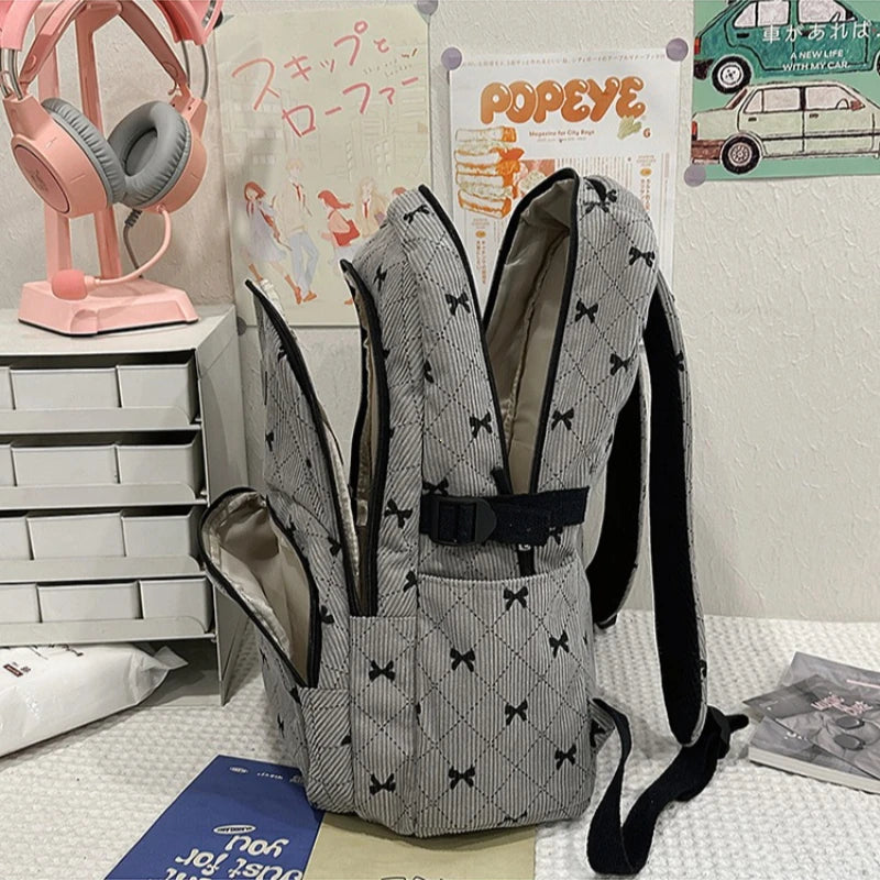 Bow Print Backpack Set – Large Capacity 3-Piece Women's Bag