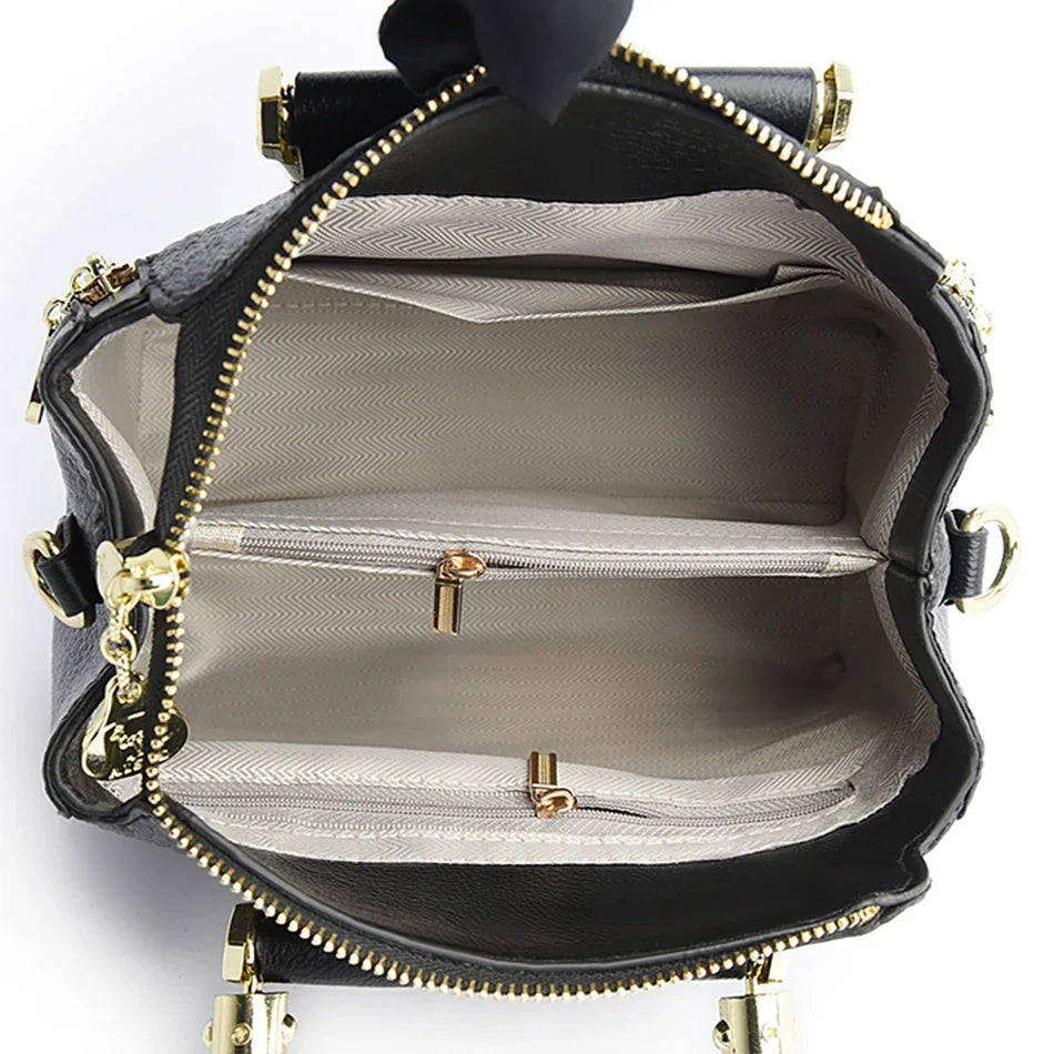 Designer Monogram Leather Crossbody Bag with Braided Handle