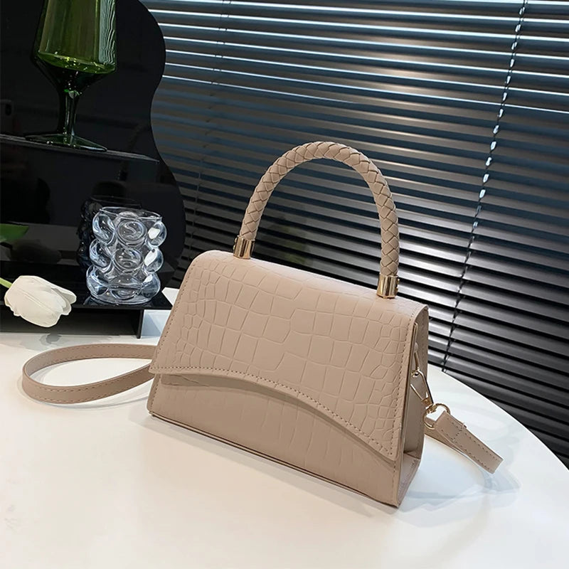 Crocodile Pattern Shoulder Bag – Women's Retro Flap Crossbody Purse