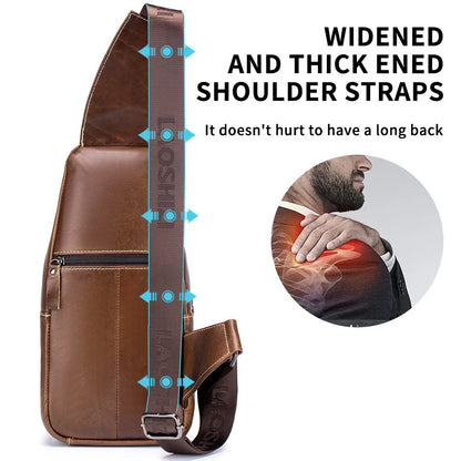 Genuine Leather Chest Bag for Men – Retro Crossbody Sling Bag