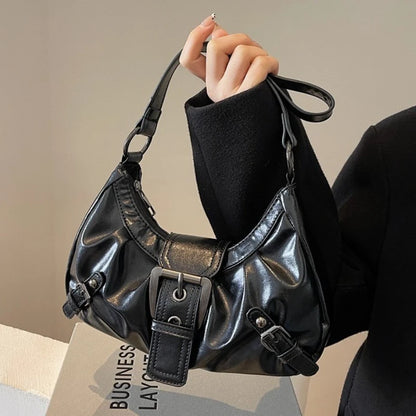Y2K Pleated Hobo Shoulder Bag – Retro Buckle Underarm Clutch for Women