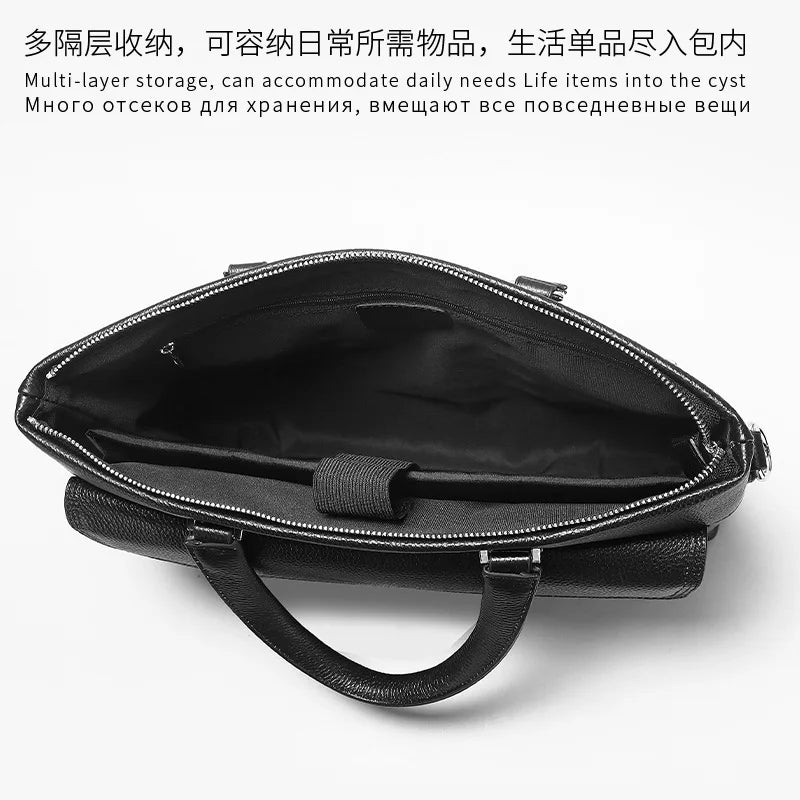 Genuine Leather Men's Briefcase Bag – 13 Inch Laptop Messenger