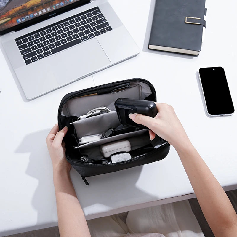 Travel Electronics Organizer Bag – 3-Layer Cord & Tech Storage Case
