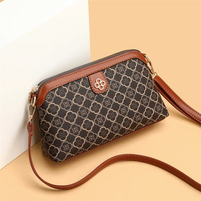 Vintage Floral Print PU Leather Women's Crossbody Clutch Bag