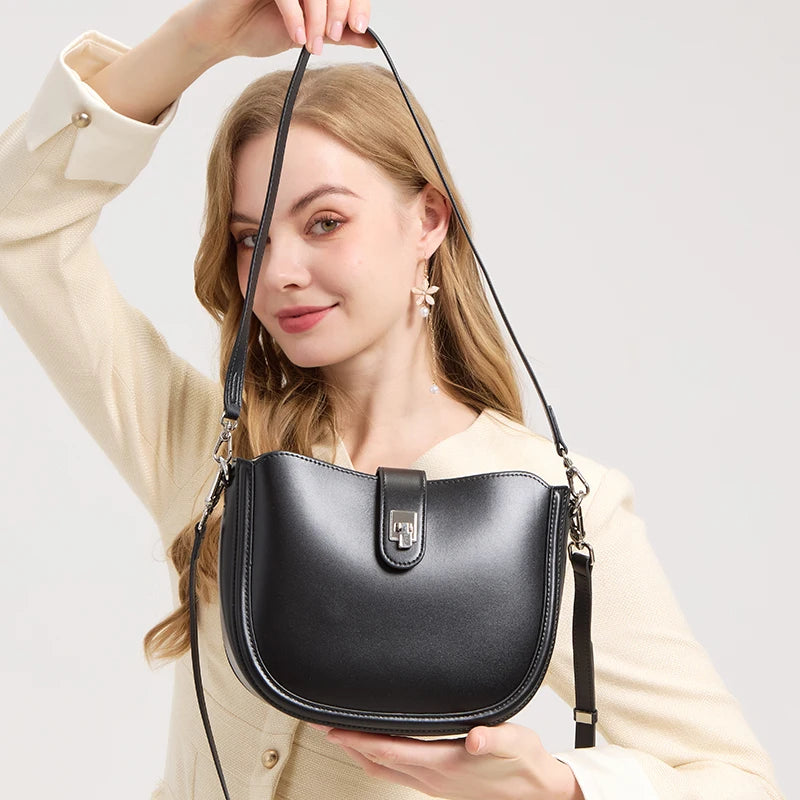 Genuine Leather Crossbody Bag for Women – Vintage Shoulder Handbag
