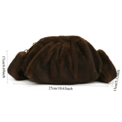 Trendy Womens Faux Fur Top Clutch Bag Vintage Fluffy Shoulder Autumn Winter Casual Simple Design