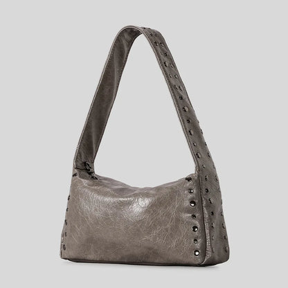 Vintage Rivet Women Shoulder Bags Motorcycle Style Underarm Bag Luxury Soft Pu Leather Crossbody
