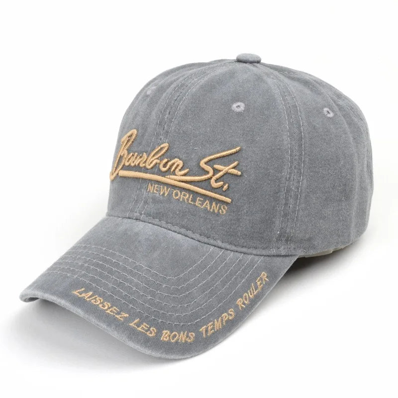 Washed Cotton Embroidered Baseball Cap – Unisex Casual Dad Hat