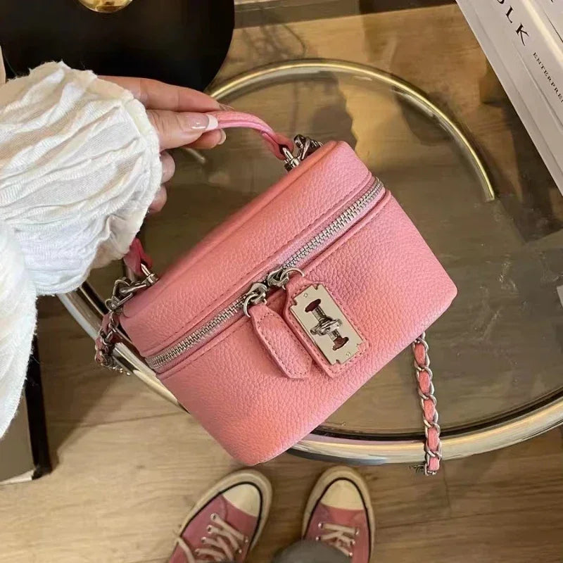 Mini Box Crossbody Bag – Designer Canvas Chain Shoulder Purse for Women