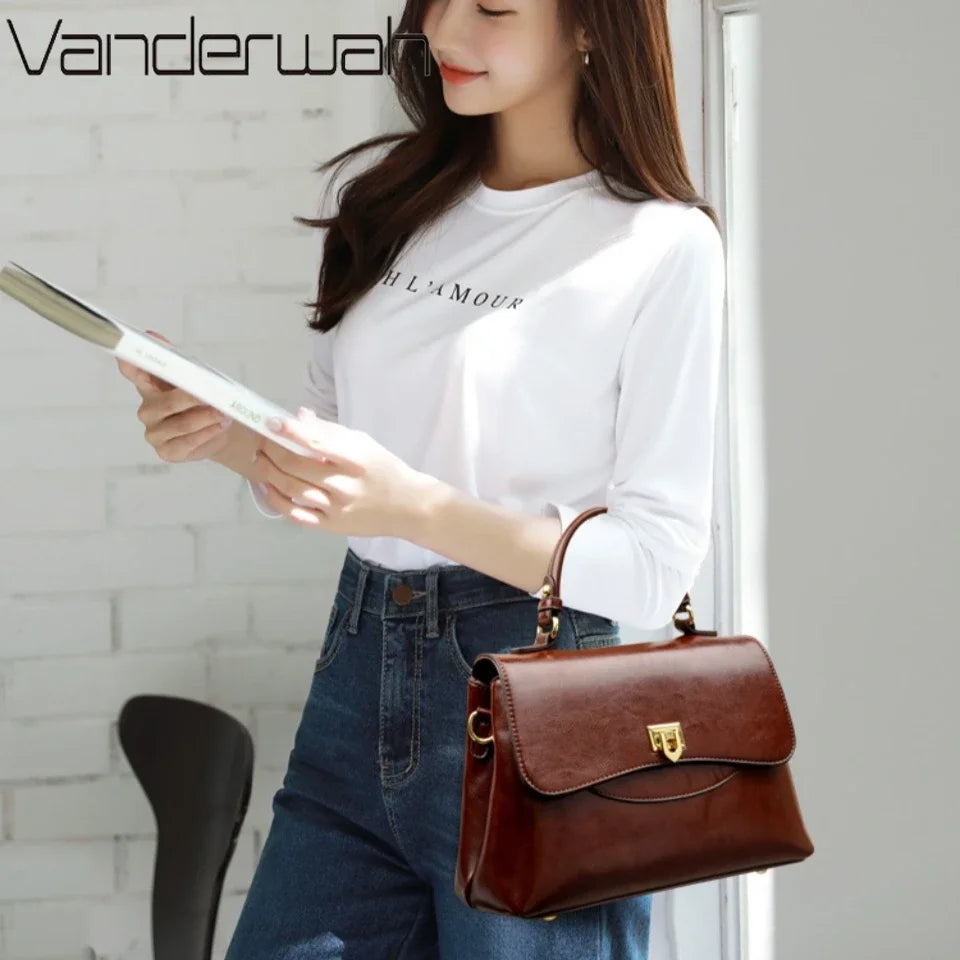 Women's Leather Crossbody Bag – Large Capacity Shoulder Handbag