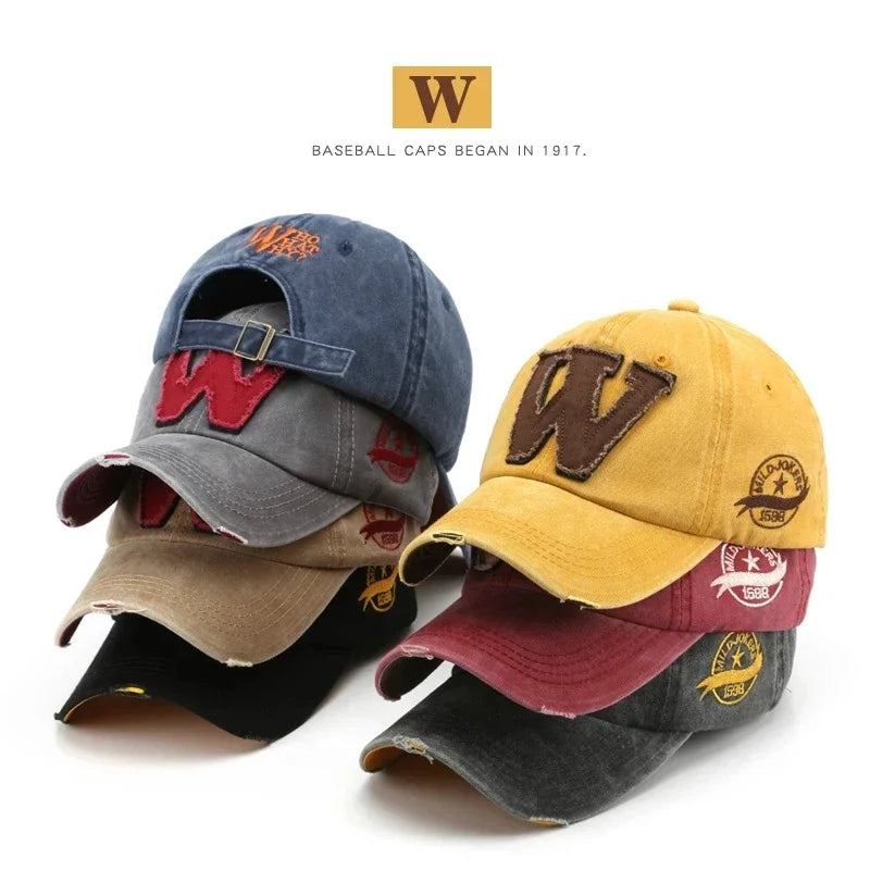 W Embroidery Snapback Baseball Cap – Unisex Cotton Hip Hop Hat