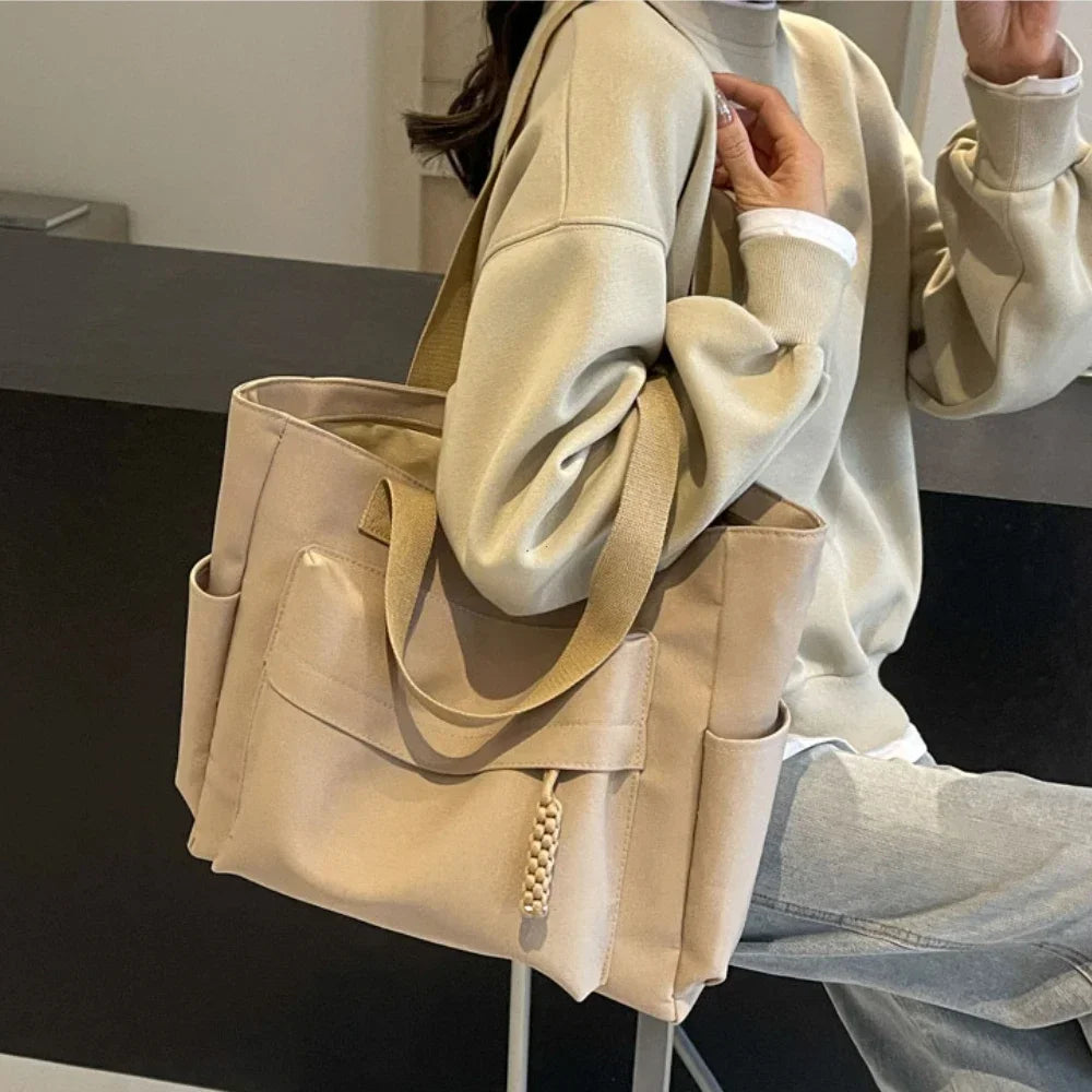 Casual Shoulder Bag Canvas Bag Women Large Capacity Summer College Student Commuting Tote Bag Women