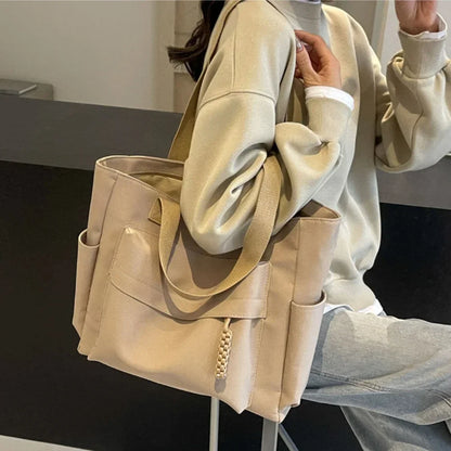 Casual Shoulder Bag Canvas Bag Women Large Capacity Summer College Student Commuting Tote Bag Women