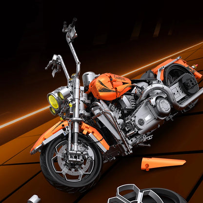 MOC Cruiser Motorcycle Building Block Set – 1:5 Scale, 2392 Pieces