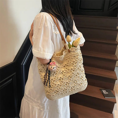 Straw Tote Bag – Large Capacity Women's Woven Beach Shoulder Bag