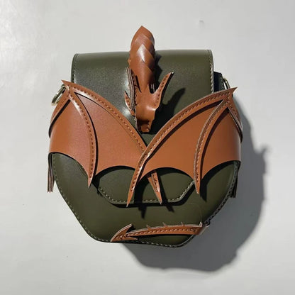 3d Dragon Wing Crossbody Bag Women Cool Pu Leather Saddle Contrast Color Creative Design Trend