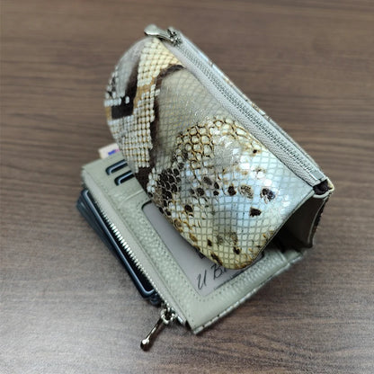 Snake Pattern Leather Women's Short Wallet – Trendy Clutch Purse