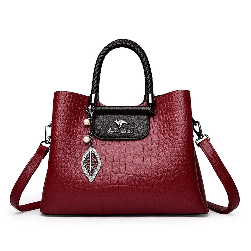 Luxury Leather Handbag for Women – Woven Handle Crossbody