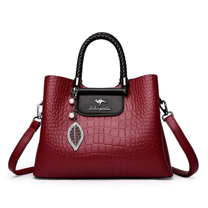 Luxury Leather Handbag for Women – Woven Handle Crossbody