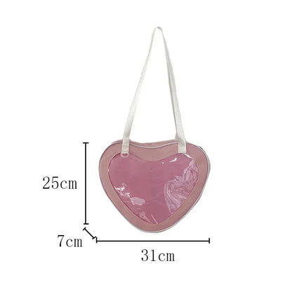 Heart-Shaped Transparent Ita Bag Crossbody for Women & Girls