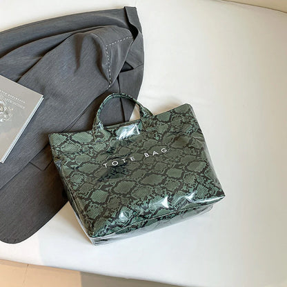 Snakeskin Pattern Tote Bag – Large Capacity Women's Shoulder Bag