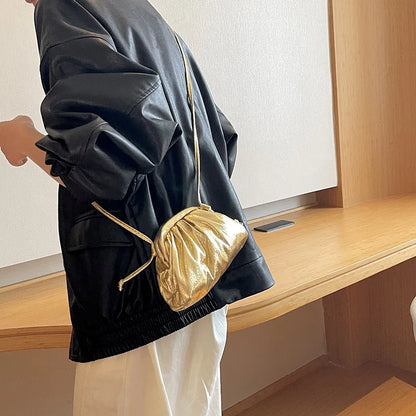 Ruched Cloud Hobo Bag – Soft PU Leather Crossbody for Women