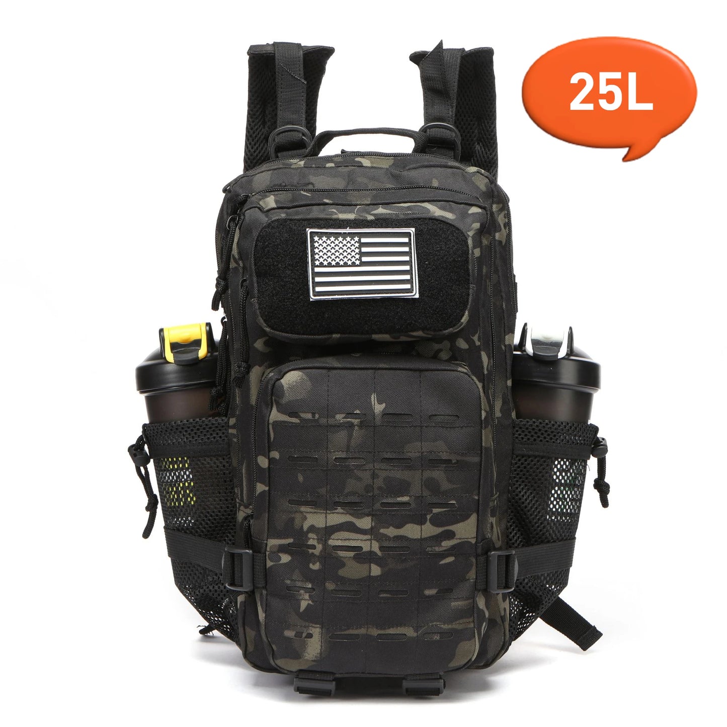 Tactical Backpack 25L/50L MOLLE Hiking Rucksack with Bottle Holders