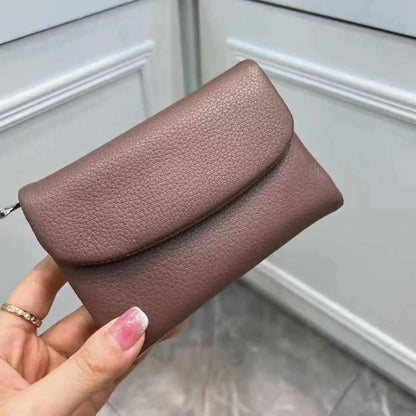 Women's Genuine Cowhide Leather Trifold Wallet with Zipper Coin Pocket
