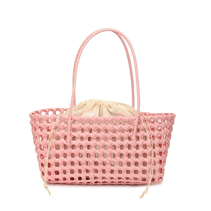 Hollow-Out Woven Basket Tote Bag – Boho Beach Handbag