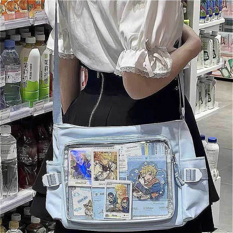 Anime Postcard Display Crossbody Bag Clear Window Messenger Bag